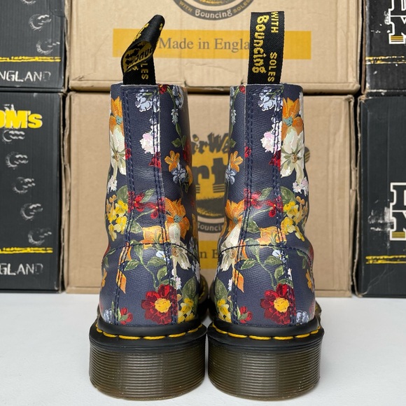 Dr. Martens 1460 Pascal Darcy Floral Print Navy Blue Leather Boho Boots UK 4 - Picture 12 of 17